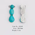Vintage silver alloy pendant with turquoise stones in a long bohemian style layout - Three-Stone Connector