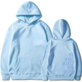 Oversized light blue hoodie with Do What Makes You Happy print and kangaroo pocket - S / Light Blue 313