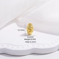 Macro view of gold hollow olive charm bead with dimensions 12.7x8.2mm and 3.2mm hole - Style A / 8.2*12.7mm / Gold