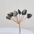 Handcrafted copper wire money tree accessory with natural gray and green crystal stones - 15CM / Labradorite