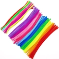 Colorful plush pipe cleaners set for DIY crafts with flexible metal core and soft fur - Approx 50Pcs (Standard) / Bright Mixed Colors