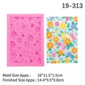 Molde de silicona rosa con patrones florales y hojas en relieve para decoración de pasteles - Estilo 2 / Rosa