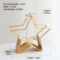 Star-shaped golden metal hydroponic vase with glass tube and love lettering design - Desktop Pentagonal Hydroponic Vase - Gold