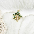 Exquisite carrot-shaped pendant in 18K gold plating with green marquise gems and small diamonds - Green Zirconia Large Cactus