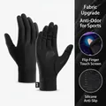 Guanti da sci neri con grip in silicone e funzione touchscreen a dita ribaltabili - M / Stile Fodera con Dito a Flip / Nero