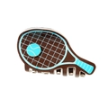 Pinza per capelli a forma di racchetta da tennis marrone e blu per acconciature sportive - Marrone