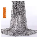 Classic black and white leopard print chiffon scarf in a long lightweight style - Black and White Variegated Leopard