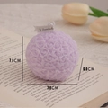 Purple rose-shaped scented candle with floral relief on book, 7.8cm dimensions - Macaron Purple Floral Ball (Provence Lavender)