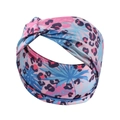 Fasce per capelli leopardate rosa e blu con nodo in tessuto di seta latte da donna - FD077 Rosa Leopardo Foglia