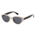 Retro cat-eye sunglasses with cream white frame, black temples and metal rivet details - Without Rivets / Cream White Frame Gray Lens