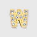 Golden letter W charm with micro-pave sparkling crystals for DIY necklaces - Letter W-Gold