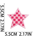 Pink checkered star embroidery patch measuring 5.5cm for jackets and bags decoration - No.2-Plaid Star