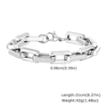 Pulsera de cadena para hombre en acero inoxidable plateado de 21 cm con cierre - Plateado
