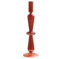 Elegant lantern-shaped red glass candle holder with a polished transparent finish - Red Lantern Ring (A7)
