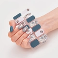 Laser gold nail art stickers with blue and white floral marble patterns for women - Deep Blue White Silver Marble Flower Style (DQ3-116)