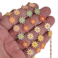 Bunte Emaillen-Gänseblümchenkette mit Goldmetallgliedern für DIY-Schmuckherstellung - Stil A Gänseblümchen / Goldene Basis Bunt