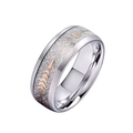 Brushed titanium steel ring featuring rime texture and rose gold arrow inlay - US 6 / Silver