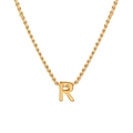 Collana a catena a corda in acciaio inossidabile dorato con ciondolo lucido lettera R - Lettera R