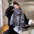 Thick black and white zebra pattern pashmina scarf in soft faux cashmere fabric - 16# Zebra Stripes