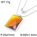 Retro square amber glass pendant with silver snake chain minimalist necklace for women - Steel 25*21mm Amber (KN292806-GC)
