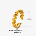 Anillo de corazón ajustable bañado en oro 18K de acero inox, diámetro interno 1,7cm - 1.7cm (Ajustable) / Dorado