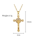 Collier avec pendentif croix en or et zircons scintillants, hauteur de 3,8cm - Chaîne en Acier Titane + Pendentif en Cuivre Micro-pave / Style Croix de Jésus Dorée (G533)
