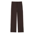 Women's dark burgundy straight trousers with elegant side stripes and flat waist design - XS / Straight Pants / Dark Brown