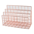 Rose gold 3-slot metal wire desktop organizer for files and books in Nordic style - Rose Gold