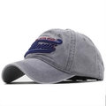 Gorra de béisbol de algodón lavado gris con bordado 3D de Hawaii y The Aloha State - Ajustable / Gris Lavado
