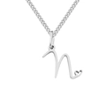 Minimalist stainless steel Cuban link necklace with heart and letter n alphabet pendant - Letter N / Steel
