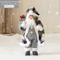 Statuetta di Babbo Natale grigio nordico con dettagli scozzesi per decorazioni natalizie - Grigio Modello A Piccolo