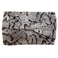 Elastic bohemian yoga headband featuring a classic black and white snakeskin print - Brown Snake