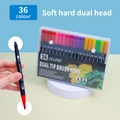 36-color dual-tip watercolor markers with soft brush and fine tips in a storage case - 36 Colors Black Barrel