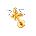 Golden titanium clover labret stud earring showing 0.49cm by 0.61cm dimensions - Gold Four-leaf Clover (T2551-9#Gold)