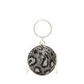 Spherical leopard print sequin evening bag with rhinestone ring handle and metal chain - Black