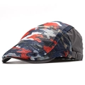 Breathable mesh camo flat cap with adjustable metal buckle for outdoor sun protection - 56-59cm / Navy Blue