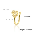 Elegant gold heart shaped nose cuff with cubic zirconia pavé and hollow minimalist design - Heart-Gold