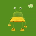 Süßer grüner und gelber gestrickter Frosch Fischerhut mit großen Augen und Beinen - Froschhut mit langen Augen