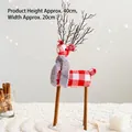 Standing Christmas reindeer figurine in red and white plaid fabric decoration, 40cm high - Red and White Plaid Reindeer