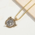 Vintage tribal pharaoh pendant necklace with gold chain and white pearl accents - Doctor Hat