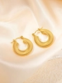 Textured 18K gold-plated stainless steel hoop earrings with sunburst rib design - Gold Radiating Textured Hoop Earrings