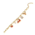 Magnifique bracelet de Noël en acier inoxydable doré avec pendentifs traîneau et renne. - Bracelet 8#