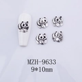 Macro view of 9x10mm panda nail charms in silver alloy for DIY manicure art - Panda Retro Silver Left Side Style (9633)