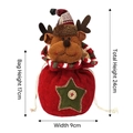 Christmas reindeer drawstring gift bag in red plush with star patch and wooden button - Button Applique Apple Bag Elk