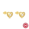 Sparkling S925 sterling silver heart-shaped stud earrings with square-cut zircon stones - Heart Hollow Square Zircon Style (Gold #6)
