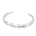 Sleek silver bamboo joint open cuff bracelet featuring minimalist solid metallic design - Steel Color (KB163736-KFC)