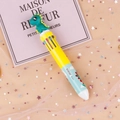Bolígrafo creativo de 10 colores con dinosaurio verde y cuerpo amarillo - Dinosaurio Verde