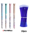 Cartoon panda erasable gel pen set with four colorful pens and ten blue ink refills - Cute Rabbit Style Pens And Refills / Black Ink