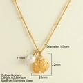 Gold stainless steel necklace with shell and pearl pendant on a minimal beige backdrop - Imitation Pearl + Shell(25175)