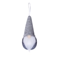Christmas gnome ornament with a grey knitted hat, white beard and hanging string - Gray Knitted Hat